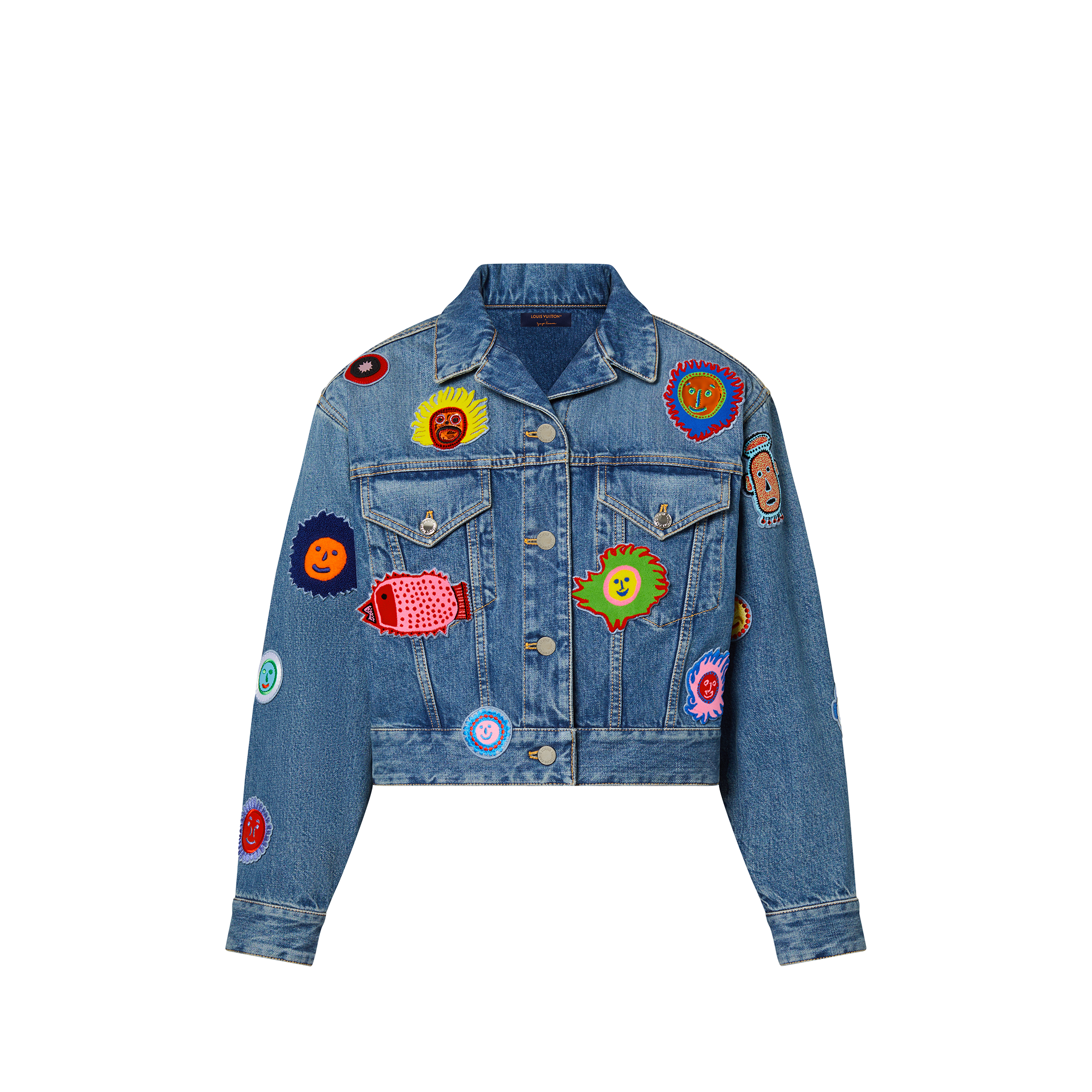 Denim jacket clearance with patches women's